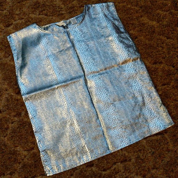 Antonella Metallic Silver Cap Sleeve Blouse with spotted pattern - Picture 1 of 6